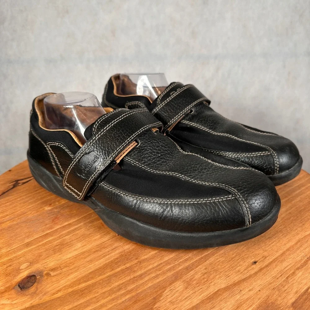 Dr. Comfort Douglas Loafers Mens 12W Black Good Leather Lycra Strap 6610